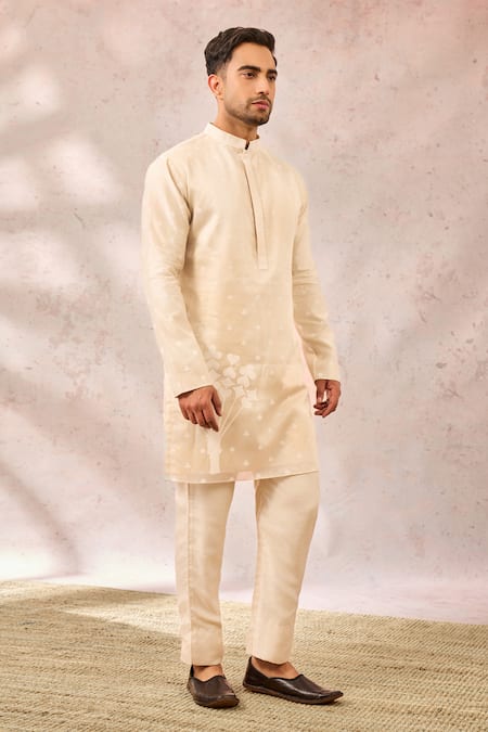 Masaba_Ivory Chanderi Printed Kurta Set _Online_at_Aza_Fashions
