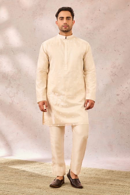 Shop_Masaba_Ivory Chanderi Printed Kurta Set _Online_at_Aza_Fashions