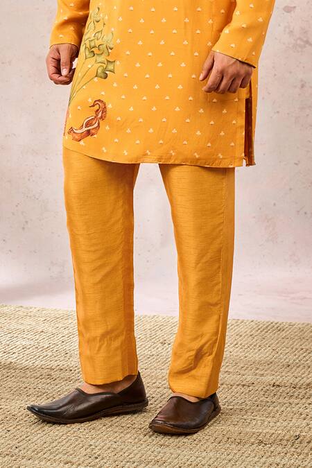 Masaba_Yellow Designer Mulsilk Kurta_at_Aza_Fashions