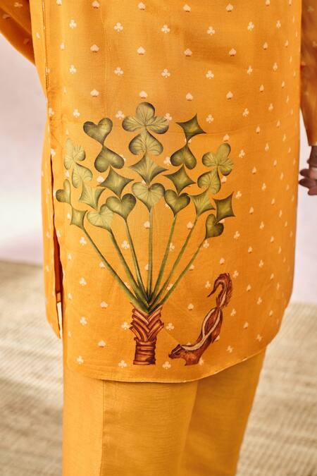 Buy_Masaba_Yellow Silk Printed Kurta Set 