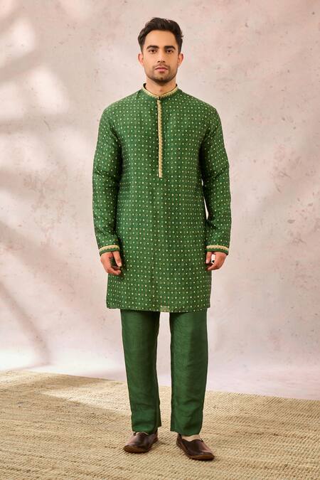Masaba_Green Mulsilk Designer Kurta_Online_at_Aza_Fashions
