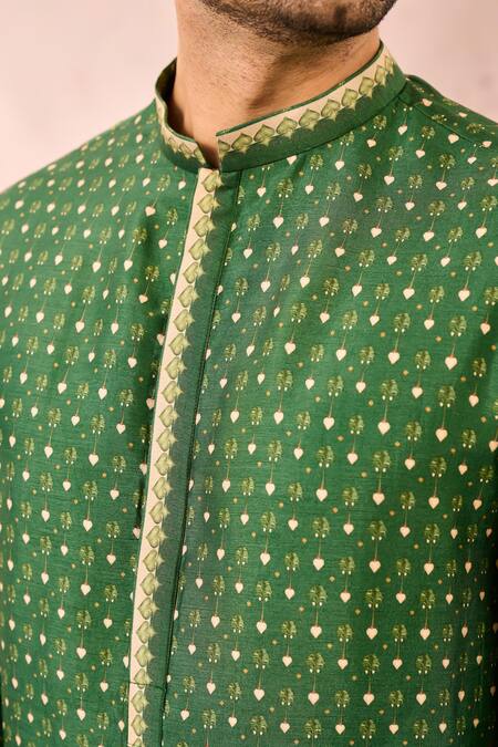 Shop_Masaba_Green Mulsilk Designer Kurta_Online_at_Aza_Fashions