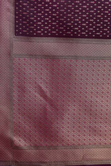 Shop Naintara Bajaj Wine Brocade, Silk Zari Round Neck Banarasi Saree Set Online at Aza Fashions Shop_Naintara Bajaj_Wine Brocade, Silk Zari Round Neck Banarasi Saree Set_Online_at_Aza_Fashions