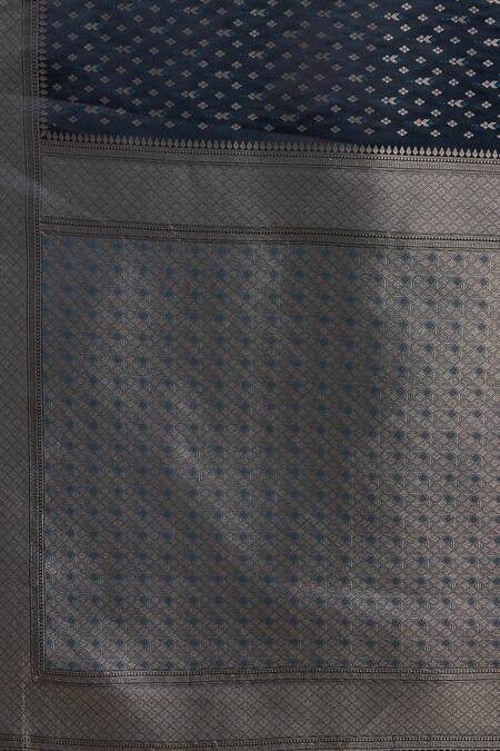 Shop_Naintara Bajaj_Blue Brocade, Silk Sweetheart Neck Woven Zari Banarasi Saree 