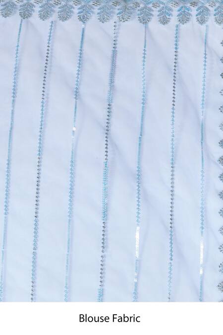 Samyukta Singhania_Blue Net Sequins Round Neck Work Saree Set_Online_at_Aza_Fashions