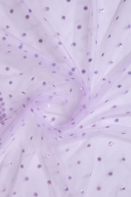 Buy_Samyukta Singhania_Lavender Net Sequins Round Neck Work Saree Set _Online_at_Aza_Fashions