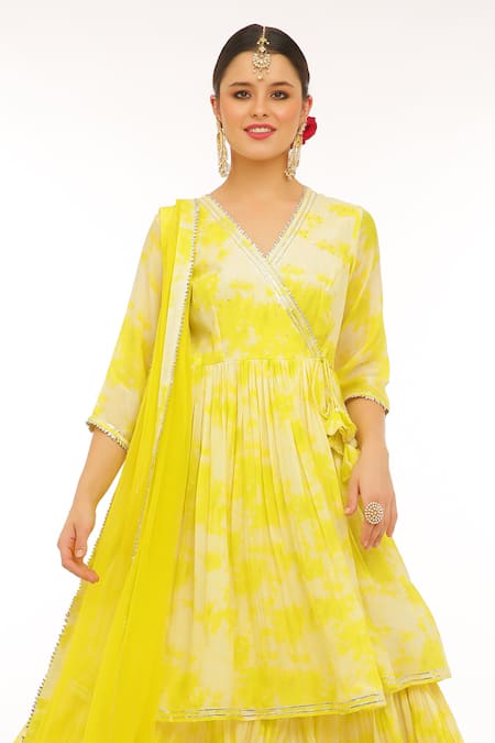 Buy Preevin Green Cotton, Silk, Net, Tulle V-neck Neon Anarkali Set With Dupatta Online at Aza Fashions Buy_Preevin_Green Cotton, Silk, Net, Tulle V-neck Neon Anarkali Set With Dupatta _Online_at_Aza_Fashions