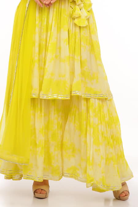 Shop Preevin Green Cotton, Silk, Net, Tulle V-neck Neon Anarkali Set With Dupatta Online at Aza Fashions Shop_Preevin_Green Cotton, Silk, Net, Tulle V-neck Neon Anarkali Set With Dupatta _Online_at_Aza_Fashions