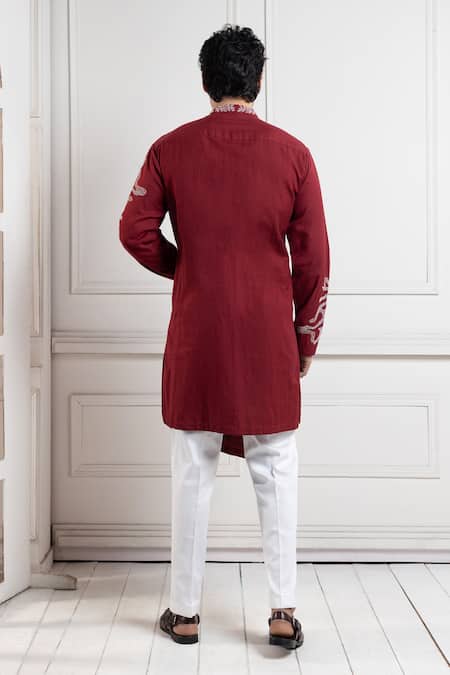 Smriti By Anju Agarwal Embroidered Red Kurta Set 