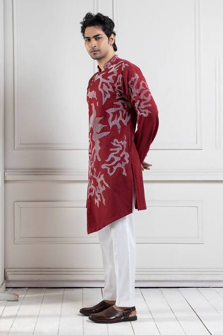 Buy Smriti By Anju Agarwal Red Handloom , Embroidery Kurta Set Online at Aza Fashions Buy_Smriti By Anju Agarwal_Red Handloom , Embroidery Kurta Set _Online_at_Aza_Fashions