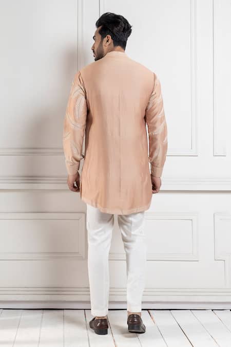 Shop Smriti By Anju Agarwal Beige Chanderi, Cotton Embroidery Kurta Set at Aza Fashions Shop_Smriti By Anju Agarwal_Beige Chanderi, Cotton Embroidery Kurta Set _at_Aza_Fashions