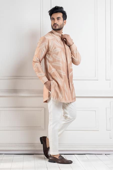 Buy Smriti By Anju Agarwal Beige Chanderi, Cotton Embroidery Kurta Set Online at Aza Fashions Buy_Smriti By Anju Agarwal_Beige Chanderi, Cotton Embroidery Kurta Set _Online_at_Aza_Fashions