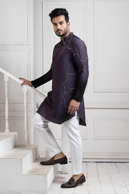 Buy Smriti By Anju Agarwal Navy Bamboo, Cotton Beads Blue Embroidered Kurta Set Online at Aza Fashions Buy_Smriti By Anju Agarwal_Navy Bamboo, Cotton Beads Blue Embroidered Kurta Set _Online_at_Aza_Fashions