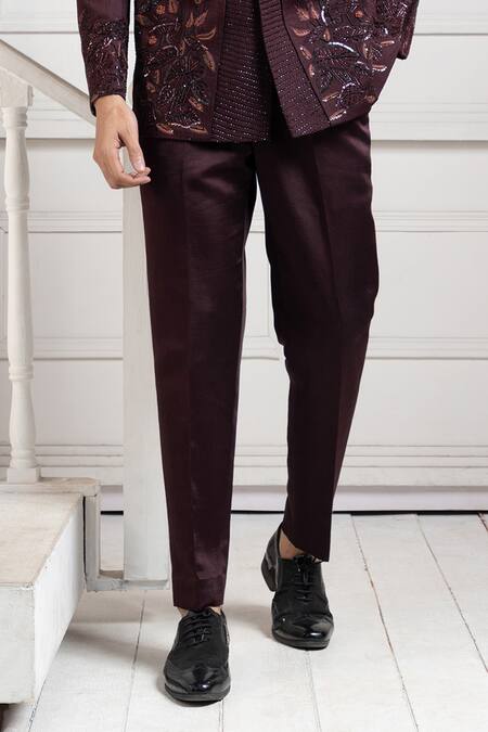 Buy Smriti By Anju Agarwal Brown Linen, Satin Embroidery Bandhgala Set Online at Aza Fashions Buy_Smriti By Anju Agarwal_Brown Linen, Satin Embroidery Bandhgala Set _Online_at_Aza_Fashions