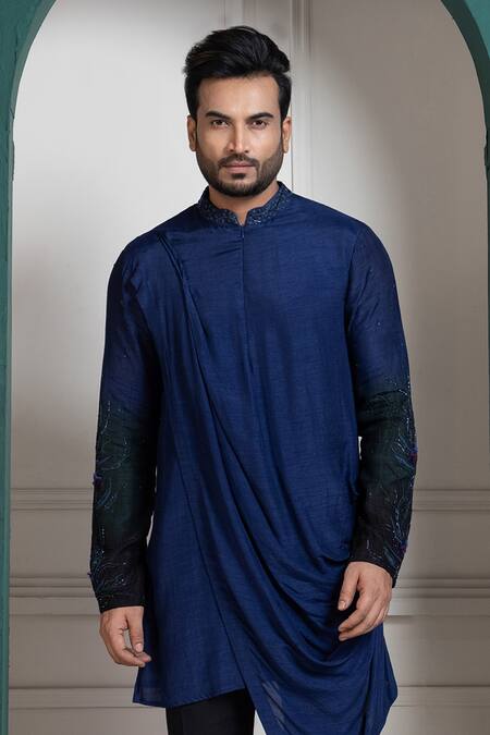 Buy Smriti By Anju Agarwal Navy Cotton Embroidery Blue Kurta Set Online at Aza Fashions Buy_Smriti By Anju Agarwal_Navy Cotton Embroidery Blue Kurta Set _Online_at_Aza_Fashions