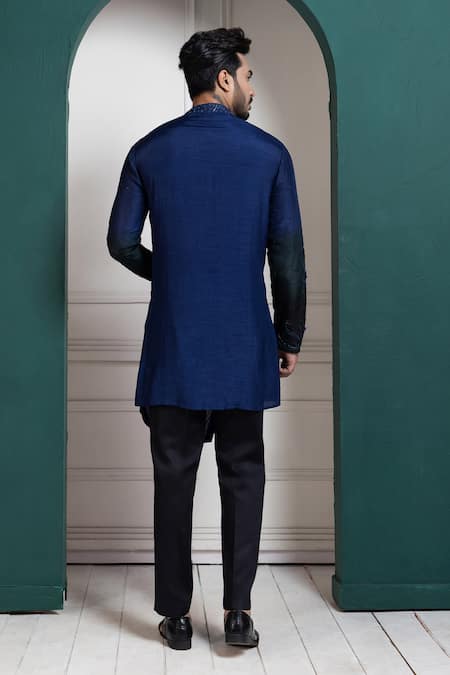 Smriti By Anju Agarwal Navy Blue Embroidered Kurta Set