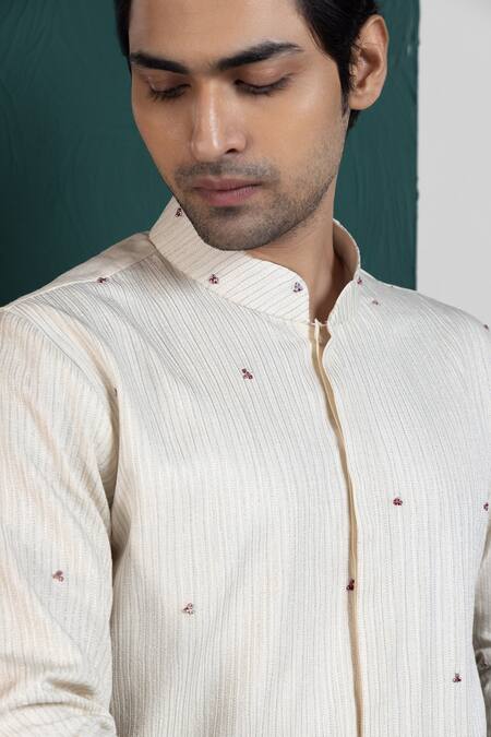 Shop Smriti By Anju Agarwal White Linen, Satin Embroidery Nehru Jacket Online at Aza Fashions Shop_Smriti By Anju Agarwal_White Linen, Satin Embroidery Nehru Jacket _Online_at_Aza_Fashions