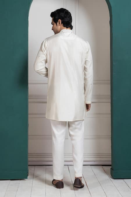 Shop Smriti By Anju Agarwal White Nylon, Satin, Bamboo, Silk, Cotton Sequins, Embroidery Nehru Jacket Set at Aza Fashions Shop_Smriti By Anju Agarwal_White Nylon, Satin, Bamboo, Silk, Cotton Sequins, Embroidery Nehru Jacket Set _at_Aza_Fashions