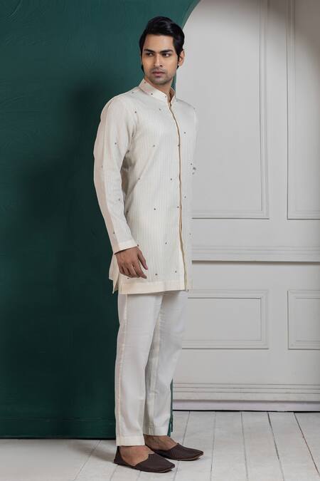 Shop Smriti By Anju Agarwal White Cotton Embroidery Stylized Kurta Set Online at Aza Fashions Shop_Smriti By Anju Agarwal_White Cotton Embroidery Stylized Kurta Set _Online_at_Aza_Fashions