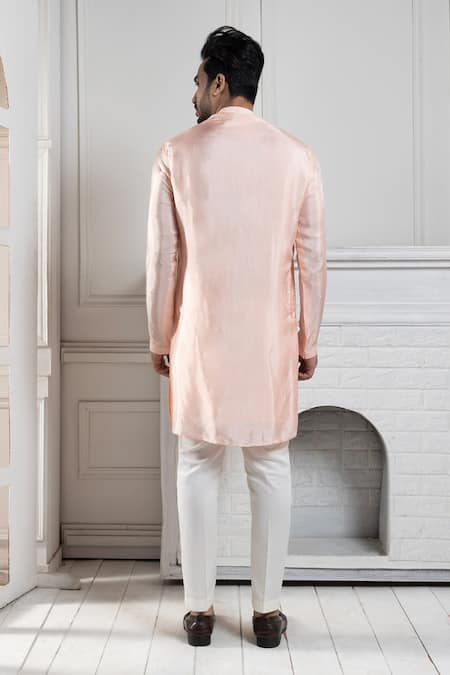 Smriti By Anju Agarwal Peach Embroidered Kurta Set