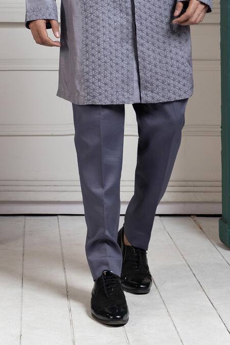 Smriti By Anju Agarwal Gray Bamboo, Cotton Embroidery Grey Bam Silk Kurta Set Online at Aza Fashions Smriti By Anju Agarwal_Gray Bamboo, Cotton Embroidery Grey Bam Silk Kurta Set _Online_at_Aza_Fashions