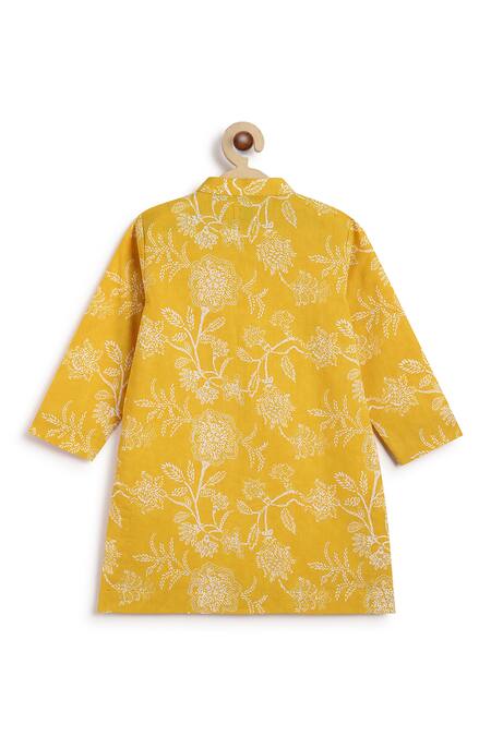 Buy Tiber Taber Yellow Cotton Indi Print Kurta Set Buy_Tiber Taber_Yellow Cotton Indi Print Kurta Set