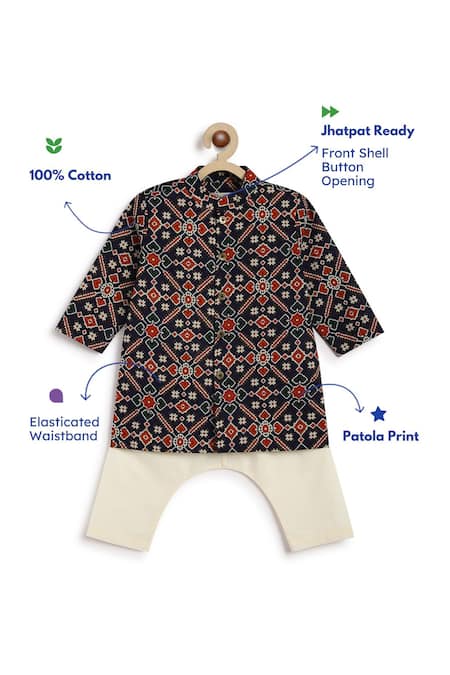 Shop Tiber Taber Black Cotton Patola Print Kurta Set Online at Aza Fashions Shop_Tiber Taber_Black Cotton Patola Print Kurta Set _Online_at_Aza_Fashions