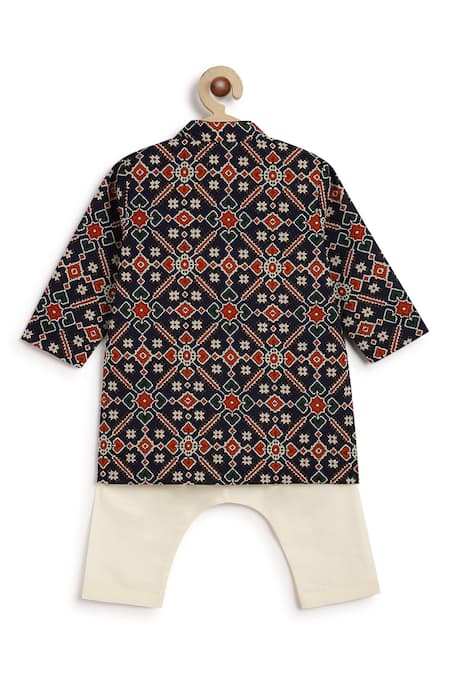 Shop Tiber Taber Black Cotton Patola Print Kurta Set Shop_Tiber Taber_Black Cotton Patola Print Kurta Set