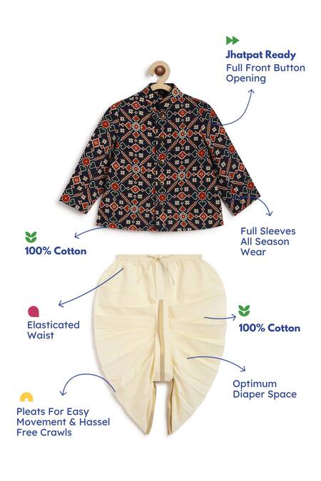 Shop_Tiber Taber_Black Cotton Designer Printed Kurta Set _Online_at_Aza_Fashions