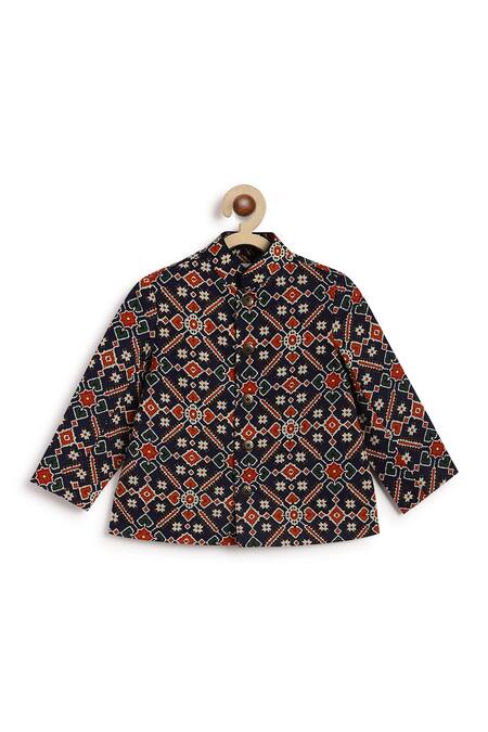 Tiber Taber_Black Cotton Designer Printed Kurta Set _at_Aza_Fashions