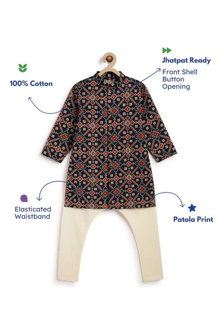 Shop Tiber Taber Black Cotton Patola Print Kurta Set Online at Aza Fashions Shop_Tiber Taber_Black Cotton Patola Print Kurta Set _Online_at_Aza_Fashions