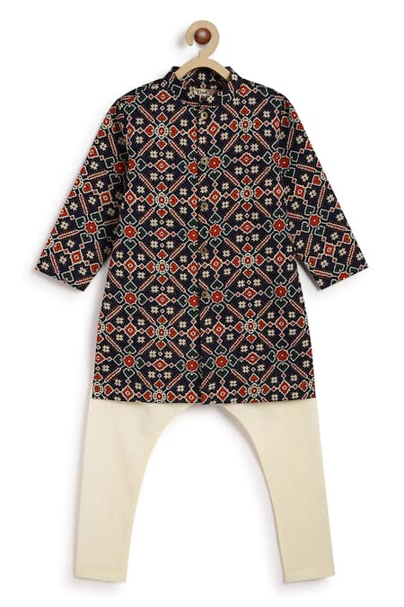 Tiber Taber Black Patola Print Kurta Set 