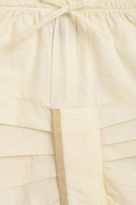 Shop Tiber Taber Beige Cotton Embroidery Shiva Kids Kurta Set Shop_Tiber Taber_Beige Cotton Embroidery Shiva Kids Kurta Set