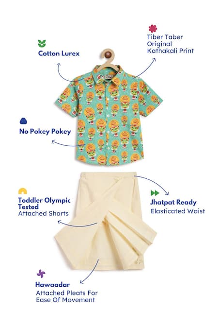 Buy_Tiber Taber_Blue Cotton Embroidery Kids Designer Kurta Set_Online_at_Aza_Fashions