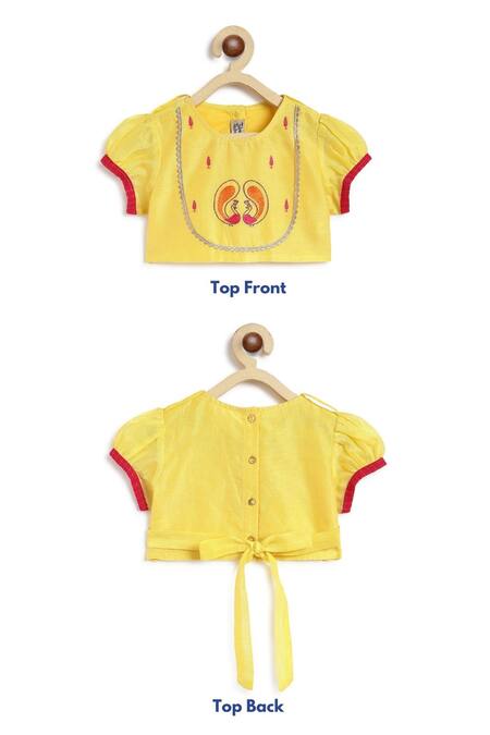 Buy Tiber Taber Yellow Chanderi Silk, Cotton Tassels, Lace Designer Red Kids Lehenga Set Online at Aza Fashions Buy_Tiber Taber_Yellow Chanderi Silk, Cotton Tassels, Lace Designer Red Kids Lehenga Set _Online_at_Aza_Fashions
