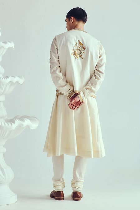Shop Wabi Sabi By Anshum-Ritesh Ivory Chanderi Embroidery Anarkali Set With Bundi at Aza Fashions Shop_Wabi Sabi By Anshum-Ritesh_Ivory Chanderi Embroidery Anarkali Set With Bundi _at_Aza_Fashions
