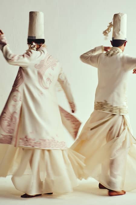 Wabi Sabi By Anshum-Ritesh_Ivory Chanderi Embroidery Kurta Set With Bundi _Online_at_Aza_Fashions