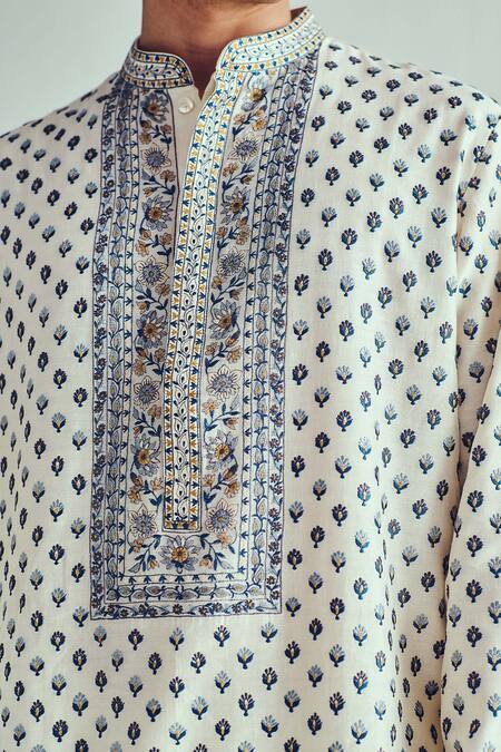Buy_Wabi Sabi By Anshum-Ritesh_Ivory Chanderi Embroidery Kurta Set _Online_at_Aza_Fashions