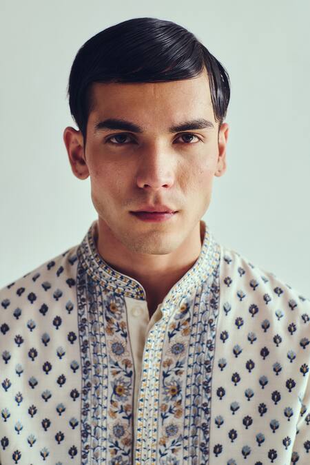 Shop_Wabi Sabi By Anshum-Ritesh_Ivory Chanderi Embroidery Kurta Set 