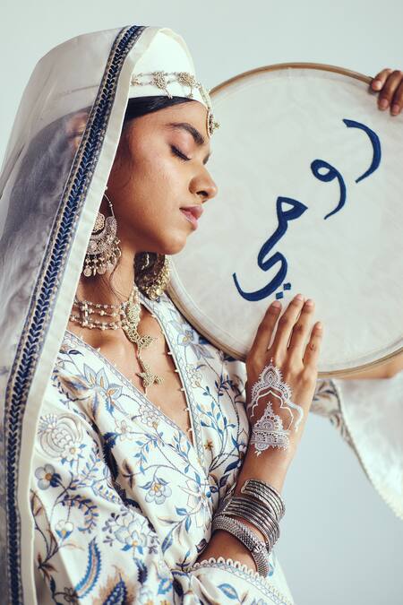 Shop_Wabi Sabi By Anshum-Ritesh_Ivory Chanderi Sequins, Beads, Embroidery V-neck Anarkali Set _Online_at_Aza_Fashions