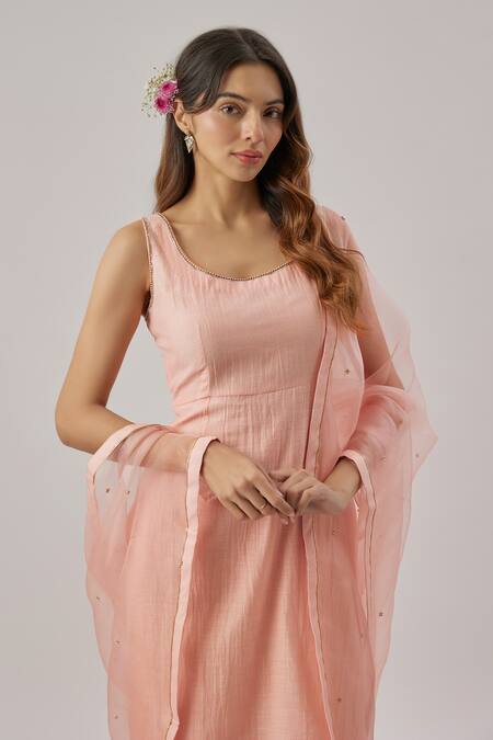 Buy Cupid Cotton Rose Gold Chanderi Silk, Organza Embroidery Round , Open Pink Kurta Set Online at Aza Fashions Buy_Cupid Cotton_Rose Gold Chanderi Silk, Organza Embroidery Round , Open Pink Kurta Set _Online_at_Aza_Fashions