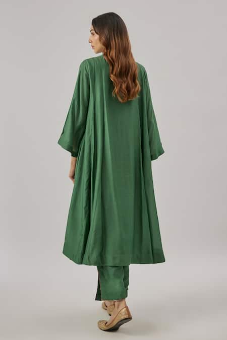 Cupid Cotton Green Silk Straight Kurta Set 