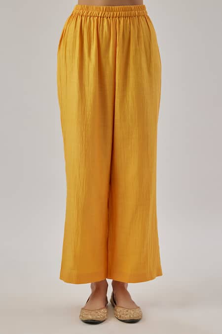 Cupid Cotton Yellow Silk, Organza, Embroidery Round Neck Kurta Set at Aza Fashions Cupid Cotton_Yellow Silk, Organza, Embroidery Round Neck Kurta Set _at_Aza_Fashions