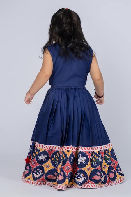 Vivedkids Patola Blue Lehenga & Top Set 