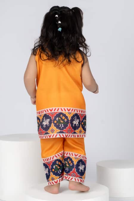 Vivedkids Yellow Patola Kurta Set 