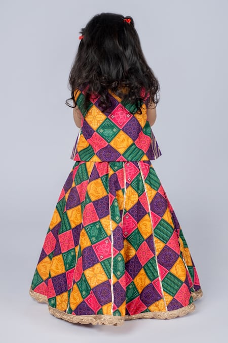 Vivedkids Multi Bandhani Block Lehenga 