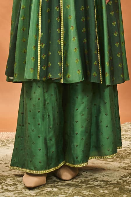 Buy Masaba Green Silk, Georgette Embroidery Round Neck Petal Play Anarkali Set Online at Aza Fashions Buy_Masaba_Green Silk, Georgette Embroidery Round Neck Petal Play Anarkali Set _Online_at_Aza_Fashions