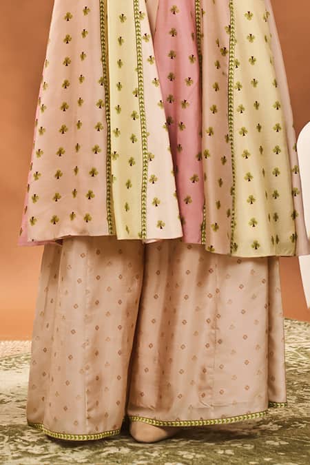 Masaba_Multi Color Silk, Georgette Embroidery Asymmetric Sorbet Petal Play Anarkali Set _Online_at_Aza_Fashions
