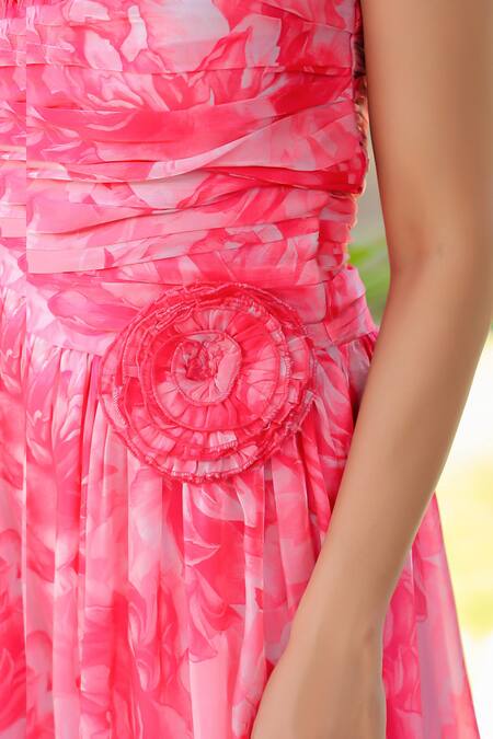 Buy B'Infinite Pink Organza Sweetheart Neck Floral Midi Dress Online at Aza Fashions Buy_B'Infinite_Pink Organza Sweetheart Neck Floral Midi Dress _Online_at_Aza_Fashions