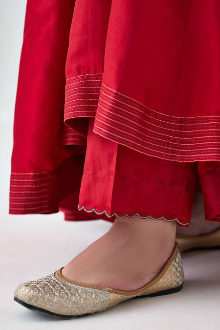 Shop Janki India Maroon Silk, Organza Embroidery V-neck Anarkali Set Online at Aza Fashions Shop_Janki India_Maroon Silk, Organza Embroidery V-neck Anarkali Set _Online_at_Aza_Fashions